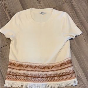 White madewell top with fringed bottom